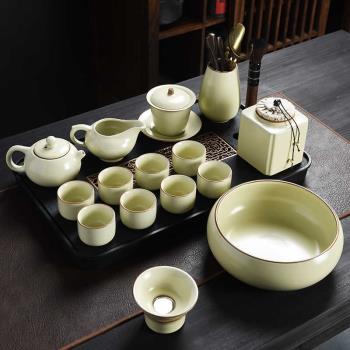 高檔中式汝窯茶壺茶杯功夫茶具套裝家用茶具一套陶瓷茶道整套茶器