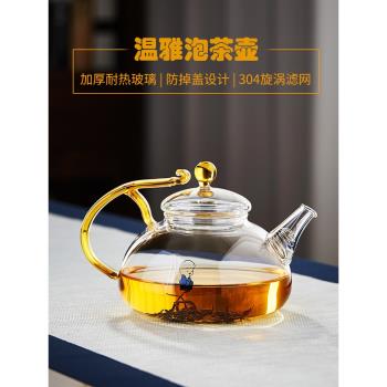 綠昌明玻璃茶壺單壺家用過濾花茶壺大號耐熱燒水泡紅茶茶具套裝