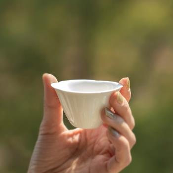 山水間蓮花陶瓷品茗杯月見花鬱金香慈姑花朝顏花仿生功夫小茶杯子