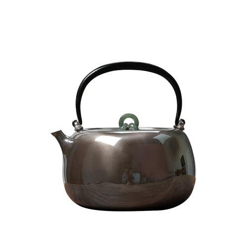 銀壺純銀999燒水壺純手工一張打日式煮茶壺茶道家用銀壺銀器清歡|茶壺