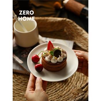 ZERO-HOME陶瓷下午茶糕點盤 日式奶油ins風咖啡碟 歐式零食圓形盤