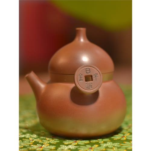 七福將葫蘆壺欽州坭興陶茶壺手抓壺寶瓶防燙中式復古風茶具小品壺