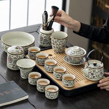 2024新款汝窯功夫茶具套裝陶瓷茶壺蓋碗茶杯茶盤輕奢高檔家用喝茶