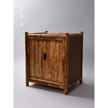 手工梅鹿竹茶箱收納櫃 竹茶棚博古架茶具收納櫃 器局多寶閣收納架