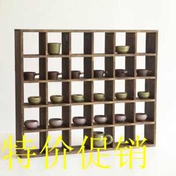 多寶閣壁掛展示架中式50格茶杯