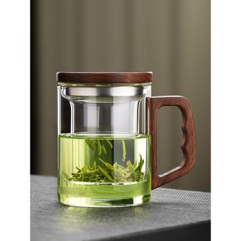玻璃杯茶杯耐高溫茶水分離泡茶杯過濾辦公室個人水杯男士杯子日式
