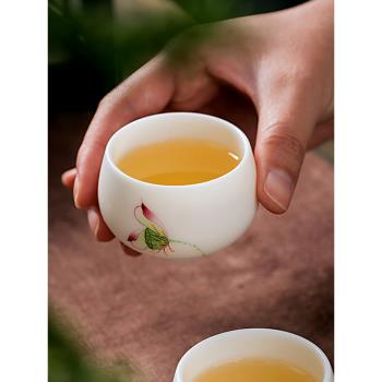 德化羊脂玉手繪個人專用功夫茶杯