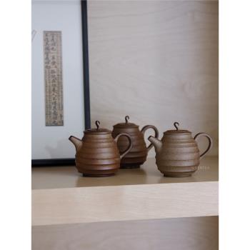 【孤品手作】聞說 純柴燒茶壺 純手工拉胚 葫蘆壺單壺 天然柴火痕