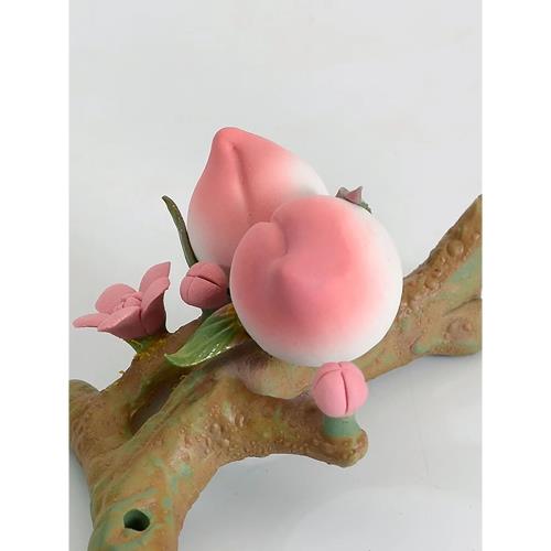 福壽桃茶寵香插擺件精品高檔高端可愛手工小茶玩茶桌茶盤創意搭配