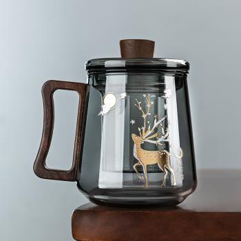 玻璃茶杯個人專用茶水分離過濾高檔杯子男士水杯辦公室喝茶泡茶杯