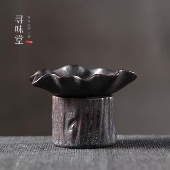 銀斑黑陶 茶漏｜復古粗陶茶濾過濾網家用陶瓷功夫茶具茶渣過濾器