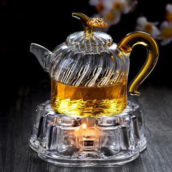 一品工坊耐高溫玻璃泡茶壺家用過濾水果花茶壺沖茶器茶具蠟燭底座