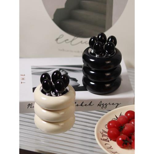 SOFTHOME北歐高檔水果叉套裝不銹鋼甜品叉子收納罐蛋糕點心叉擺件