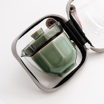 越窯青瓷快客杯旅行茶具套裝小型便攜式一壺二杯戶外泡茶蓋碗裝備