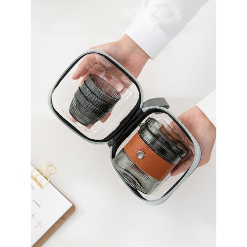 防燙玻璃旅行茶具套裝便攜式戶外露營簡易功夫泡茶快客杯一壺三杯