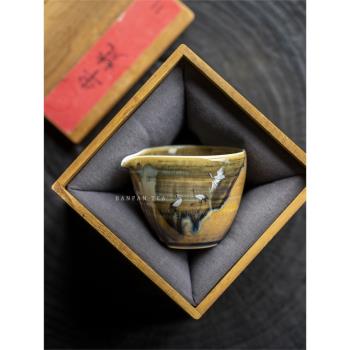 半梵孤品手工繪景德鎮柴燒瑞鶴禪意仙鶴侘寂茶海分茶器志野公道杯