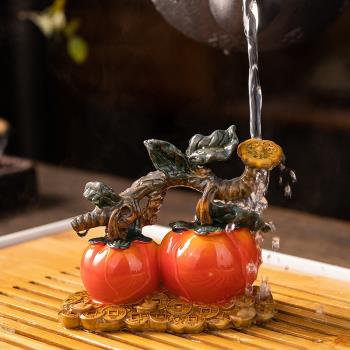 變色模擬水果如意財神裝飾茶寵