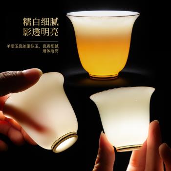 陶瓷羊脂玉耐高溫品茗杯刻字白瓷