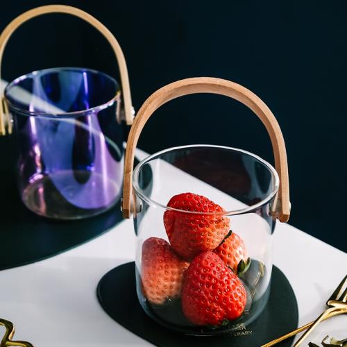 玻璃堅果盒零食小果盤ins北歐輕奢簡約現代客廳茶幾 水果叉收納筒