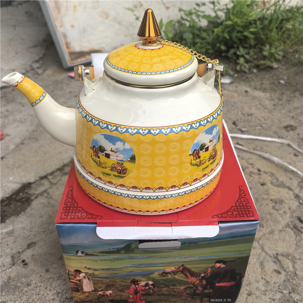 藏式八吉祥琺瑯彩搪瓷茶壺蒙古西藏民族特色奶茶酥油沖茶壺茶餐具|茶壺