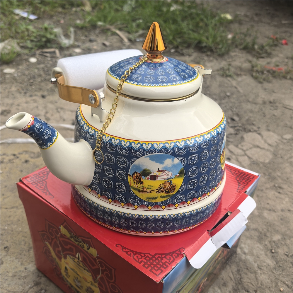 藏式八吉祥琺瑯彩搪瓷茶壺蒙古西藏民族特色奶茶酥油沖茶壺茶餐具|茶壺