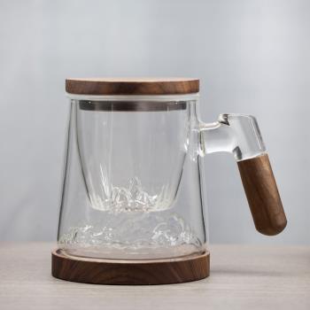 一禪茶舍 茶水分離泡茶杯子喝水 大容量男女玻璃杯馬克杯帶蓋過濾