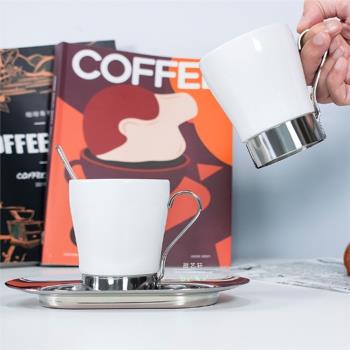 304不銹鋼杯託連杯鍍銀咖啡器具套裝鍍金奶茶伴侶英式下午茶歐式