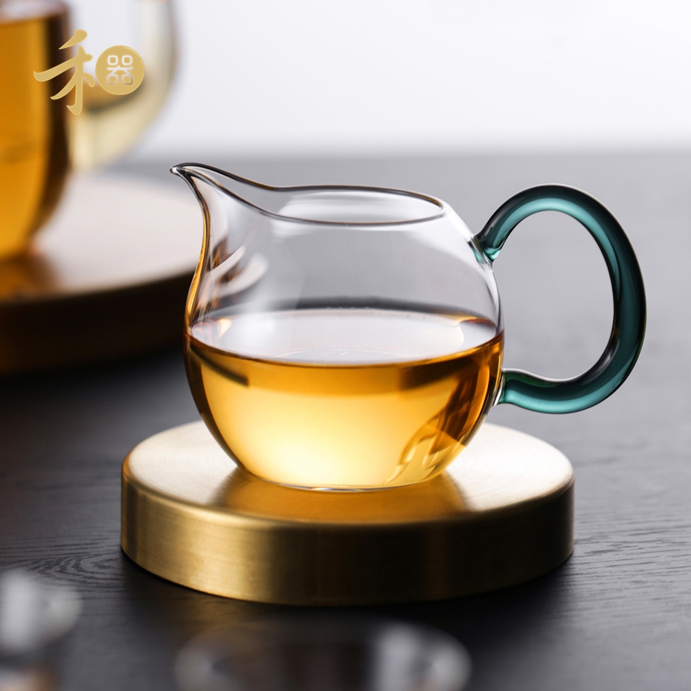 禾器公道杯手工耐高溫分茶器茶海和器茶具公杯玻璃晶彩暢然茶海|公道盃