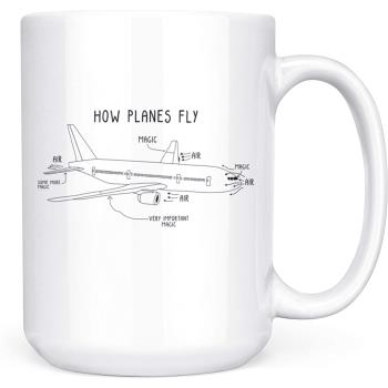 大容量陶瓷咖啡馬克杯子飛行員飛機茶水杯生日禮物How Planes Fly