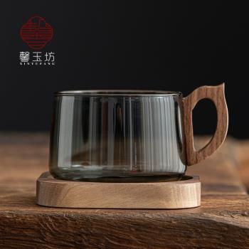 玻璃咖啡杯套裝帶杯墊 拉花杯子 辦公室高檔馬克杯下午茶咖啡杯碟