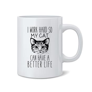 I Work hard so my貓咪陶瓷咖啡馬克杯子大容量茶水杯生日禮物Cat