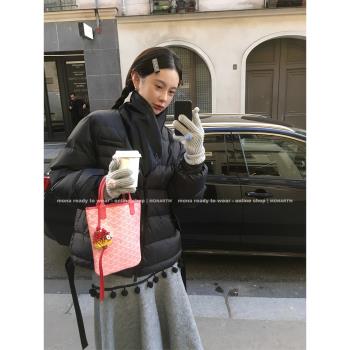 MONA 90白鴨絨 設計感小眾黑白經典短款羽絨服女小個子 冬季新款