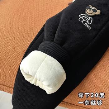 兒 童特厚加絨加厚褲子冬季2024新款男寶寶一條過冬款加棉褲外穿
