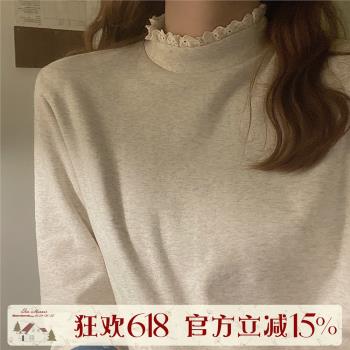 jmwomen復古秋季長袖T恤上衣蕾絲