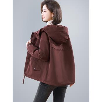短款棉衣女2024冬季新款時尚媽媽安哥拉紅加厚羽絨棉服派克服外套
