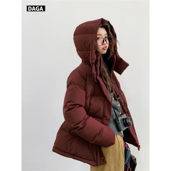 DAGA高定新年紅色短款羽絨服女士高階洋氣小個子外套冬季2024新款