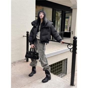 ROUJE SUNG法式超好看牛仔拼接羽絨服女冬新款連帽加厚短款外套