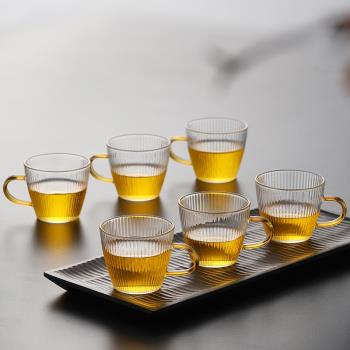 加厚耐熱玻璃條紋6個裝創意茶杯
