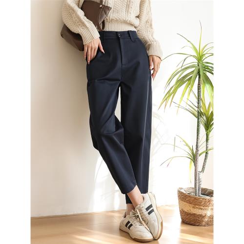 梨型彎刀褲女早春加絨布厚款九分褲高腰顯瘦哈倫褲寬松休閑直筒褲