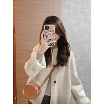 白色雙面羊毛毛呢外套女秋冬季2024新款高階感獨特超好看呢子大衣