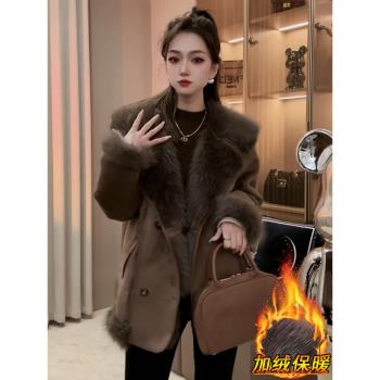 皮毛一體羊羔毛絨外套女2024新款冬季加厚加絨高階感秋冬皮草大衣