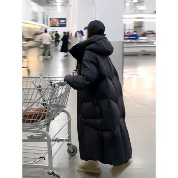 rouje charm爆款黑色90白鴨絨羽絨服女冬季超長款加厚過膝羽絨服