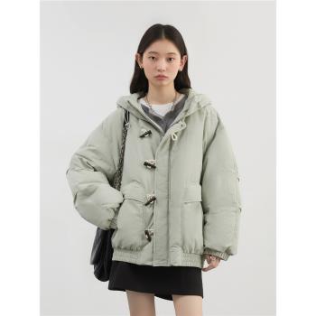 CHICVEN「自由出走」冬季新款牛角扣連帽羽絨服棒球服保暖外套女