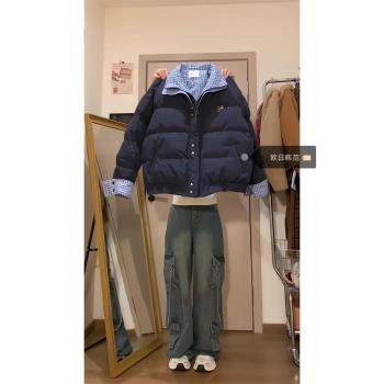 大碼爆款復古假兩件羽絨棉服女冬季高階小眾加厚保暖麵包服外套潮