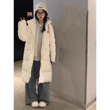 今年流行爆款連帽羽絨服女冬裝韓版bf寬松中長款白鴨絨棉衣外套潮