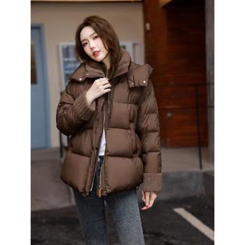 美拉德外套2025新款歐貨連帽棉服女秋冬季時髦洋氣保暖棉襖麵包服