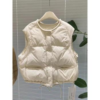 2025秋冬季新款女士韓系羽絨棉服馬甲小個子簡約休閑外穿背心馬夾