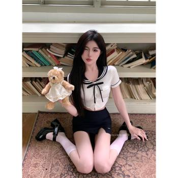 jk海軍風少女甜辣純欲水手服襯衫