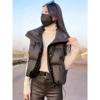 短款pu皮棉馬甲女2025秋冬裝新款外穿馬夾小個子坎肩背心外套保暖