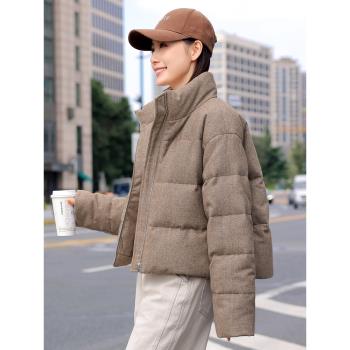 歐貨大牌2024冬季新款韓版時尚寬松白鴨絨羽絨服女短款加厚外套潮